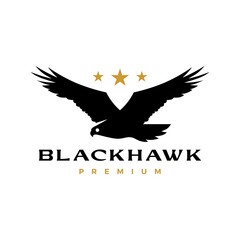 Obraz premium black hawk eagle flying roar star logo vector icon illustration
