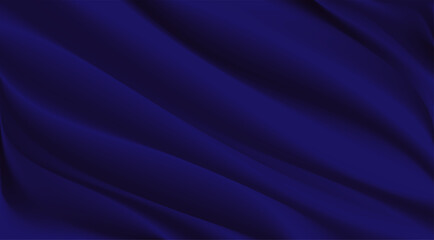 The luxury of dark blue fabric texture background.Closeup of rippled silk fabric.Abstract  white cloth or liquid wave  vector background.Cloth soft wave. Creases of satin, silk, and cotton.