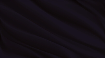 The luxury of dark fabric texture background.Closeup of rippled silk fabric.Abstract black cloth or liquid wave  vector background.Cloth soft wave. Creases of satin, silk, and cotton.