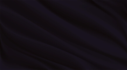 The luxury of dark fabric texture background.Closeup of rippled silk fabric.Abstract black cloth or liquid wave  vector background.Cloth soft wave. Creases of satin, silk, and cotton.