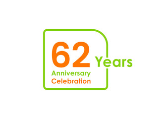 62 years anniversary celebration Vector Template Design Illustration