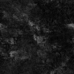 Seamless dark gray or black grungy dirty distressed background. High quality illustration. Messy scratched worn moody chalkboard or concrete wall texture. Ragged downtown tattered urban design.