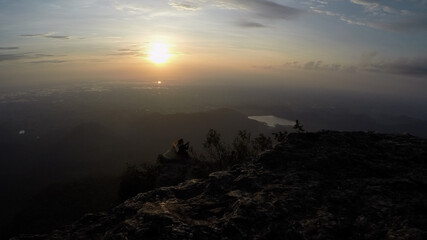 Viewpoint of the sunrise on the top of the mountain