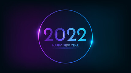 2022 Happy New Year neon background
