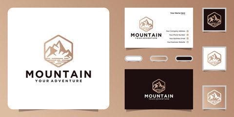 Naklejka premium Abstract mountain and river inspiration design logo and business card
