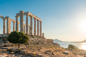 Obraz premium Temple of Poseidon at Cape Sounion Attica Greece