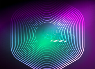 Neon color square shape lines abstract background. Shiny magic energy and motion concept, vector abstract wallpaper background
