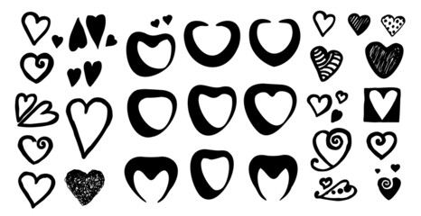 Doodle heart icon isolated on white background