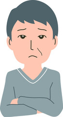 腕組みをした困った顔の男性