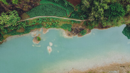 aerial view of Oyo River, Bantul Yogyakarta