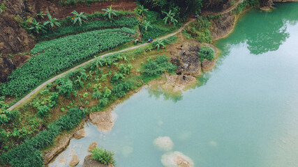 beautiful natural scenery of Oyo River, Bantul Yogyakarta
