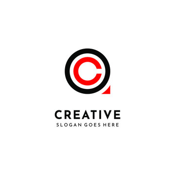 Initials Monogram Letter CQ QC Circular logo design 