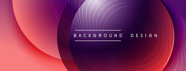 Gradient circles with shadows. Vector techno abstract background. Modern overlapping forms wallpaper background, design template