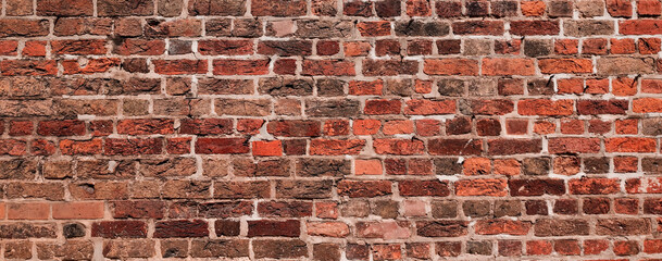 texture of old grunge red brick wall background	
