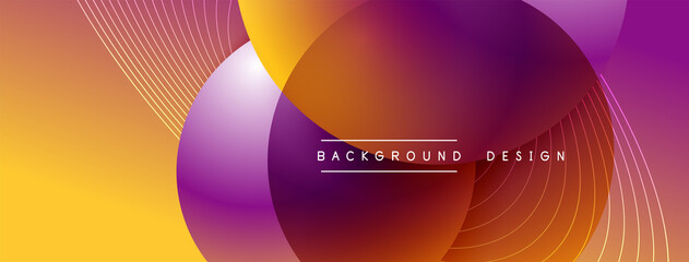 Gradient circles with shadows. Vector techno abstract background. Modern overlapping forms wallpaper background, design template