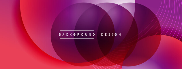 Gradient circles with shadows. Vector techno abstract background. Modern overlapping forms wallpaper background, design template