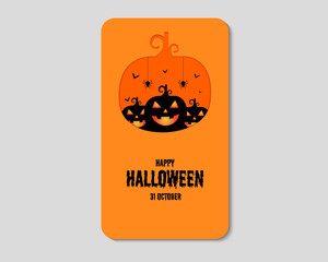 Happy Halloween Day With Pumpkin Bat Spider Phone Concept