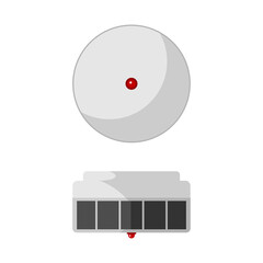 Icon fire prevention smoke detector sensor on white background. Gas sensor gray in flat style .