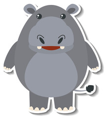 Obraz na płótnie Canvas A cute hippopotamus cartoon animal sticker