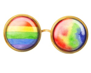 Watercolor clipart, LDBT rainbow colors. Handmade, cute illustration.