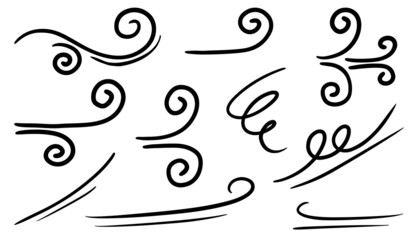 Fototapeta premium Doodle of wind gust isolated on a white background. hand drawn vector illustration.