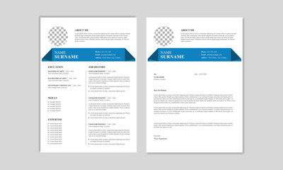 Creative and simple resume or cv tamplate with cover letter tamplate