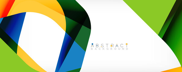 Obraz premium Minimal abstract background - color overlapping shapes on white with shadow lines. Vector Illustration For Wallpaper, Banner, Background, Landing Page
