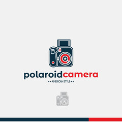 instant camera flat american style logo vector illustration