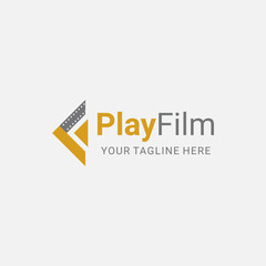 modern and simple play film logo design template elements
