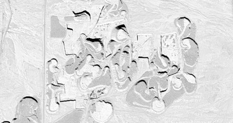  Black and white photo, abstract photography of landscapes of the deserts of Africa from the air, 