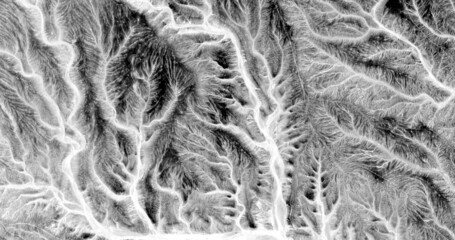  Black and white photo, abstract photography of landscapes of the deserts of Africa from the air, 