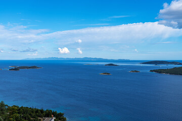 Fototapeta na wymiar View on the Adriatic sea in Orebic, Peljesac peninsula, Dalmatia, Croatia