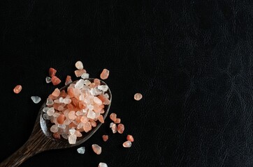 Himalayan salt on a black background