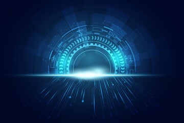 Abstract blue technology background with light.Circle technology digital.Innovation digital concept.