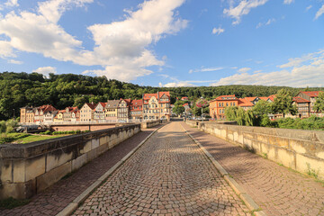 Hann. M&uuml;nden; Auf der Alten Werrabr&uuml;cke, Blick zum Blumeviertel