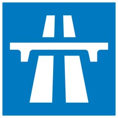 Foto op Plexiglas Squared vector highway sign white  symbol on blue background - Editable illustration of motorway icon in perspective © lnm
