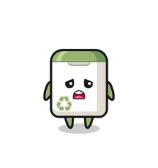 disappointed expression of the trash can cartoon