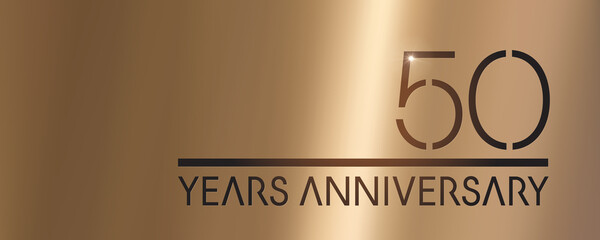 50 years anniversary vector logo, icon. Graphic symbol with metallic number for 50th anniversary