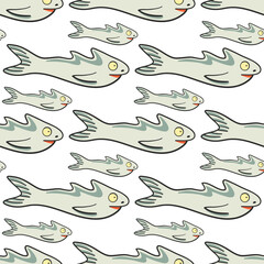 Seamless pattern with fishes. Sea life background. Vector illustration