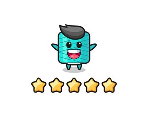 the illustration of customer best rating, yarn spool cute character with 5 stars