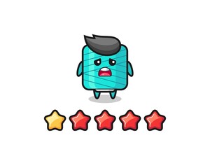 the illustration of customer bad rating, yarn spool cute character with 1 star