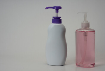 Set of hand soap bottles