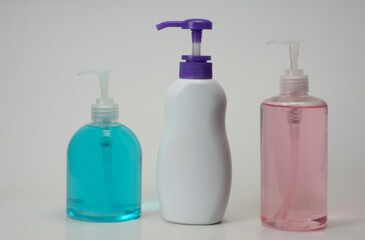 Set of hand soap bottles
