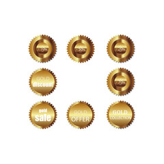Collection of golden premium promo seals stickers