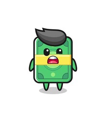the shocked face of the cute money mascot