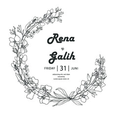 Wedding card template line art