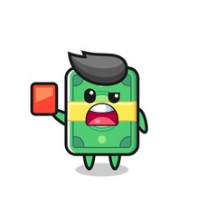 Fototapeta premium money cute mascot as referee giving a red card