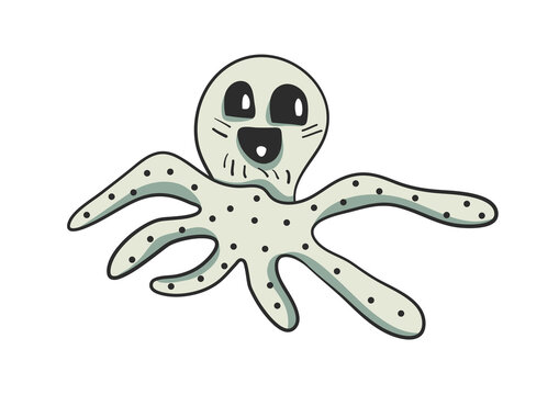Octopus. Sea creature. Line on a white background. Vector illustration