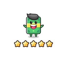 the illustration of customer best rating, money cute character with 5 stars