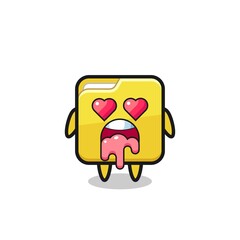Obraz premium the falling in love expression of a cute folder with heart shaped eyes